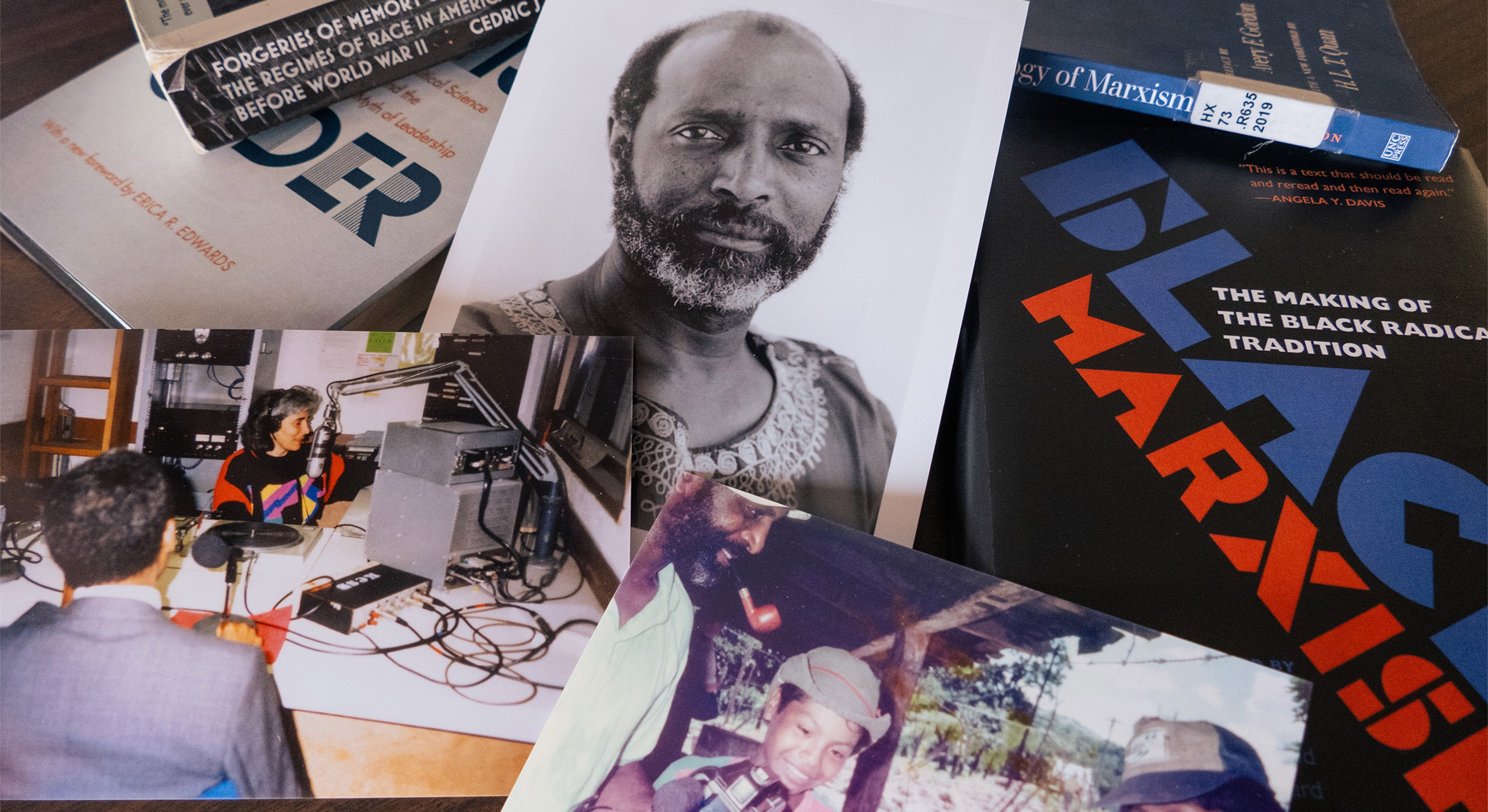 A collage image of the photos and books related to Cedric and Elizabeth Robinson