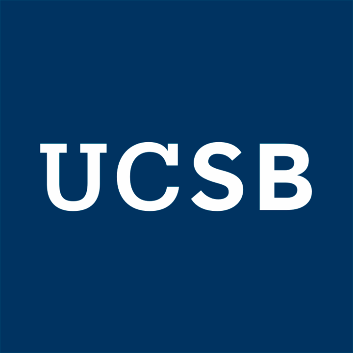 blue background with ucsb in the foreground in white font color