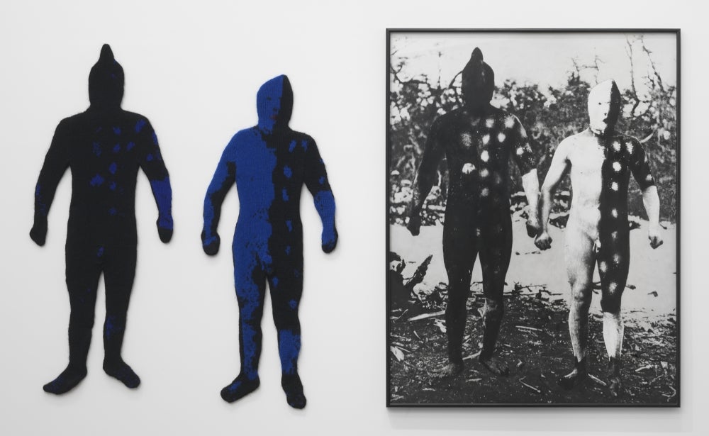 Elaine Reichek, "Blue Men" (1986)