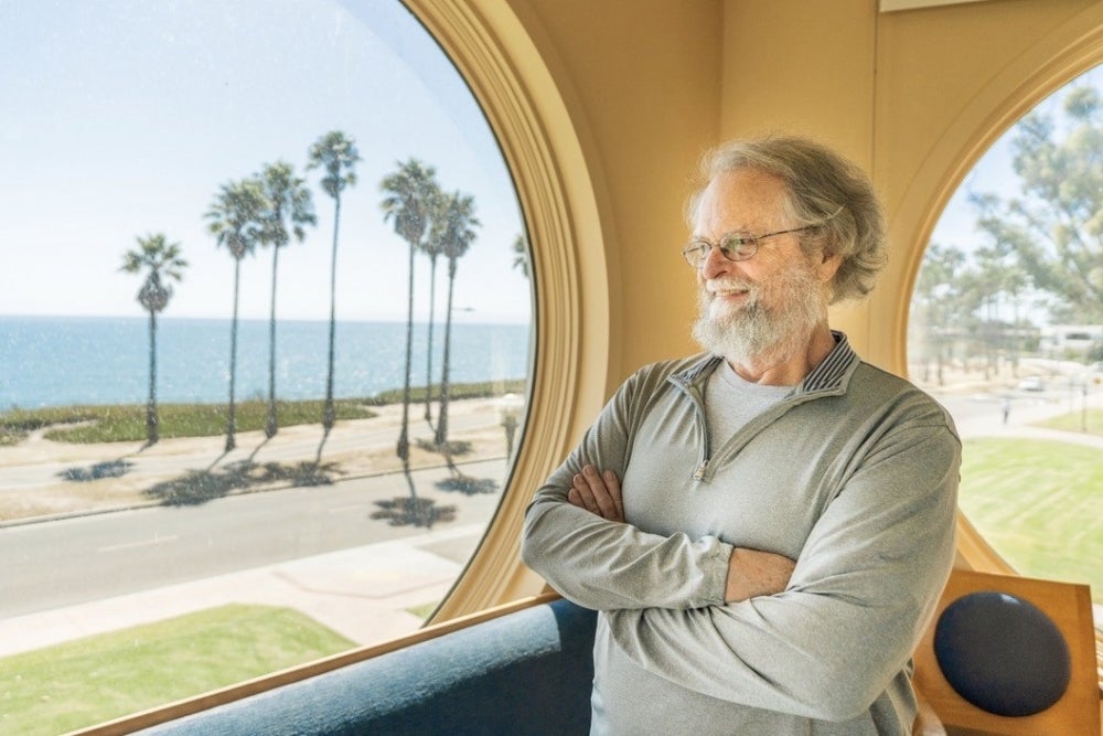 Bill Paxton looks out at the the ocean from the cupola of Kohn Hall.