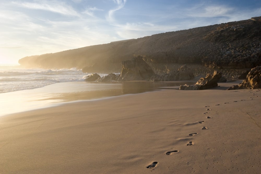 Footprints on a beach