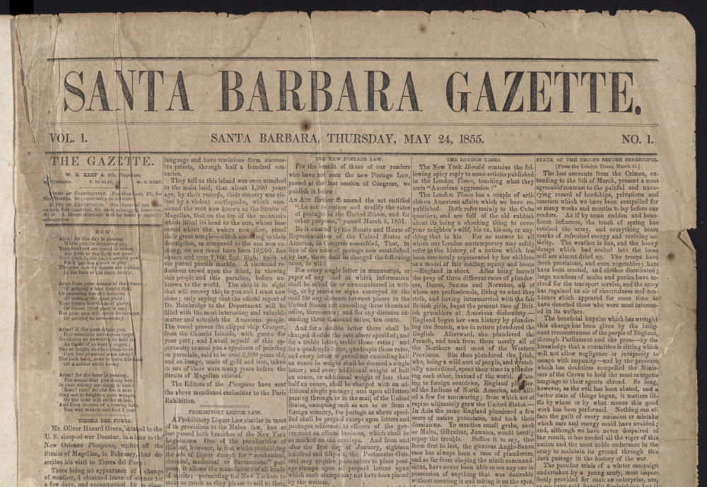 Santa Barbara Gazette, May 24 1854