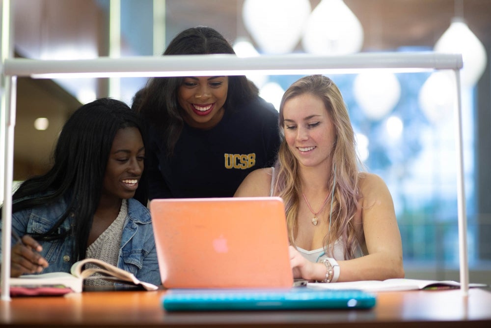 UCSB students working at library