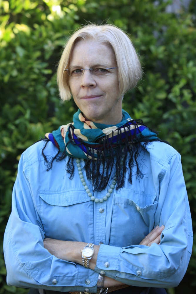 anabel ford with blue shirt and scarf