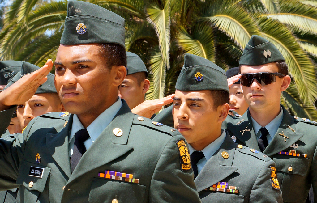 ROTC group saluting