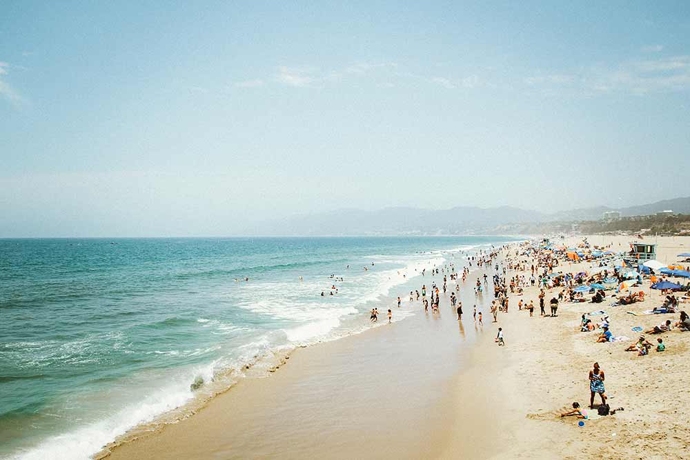 large crowds at the beach