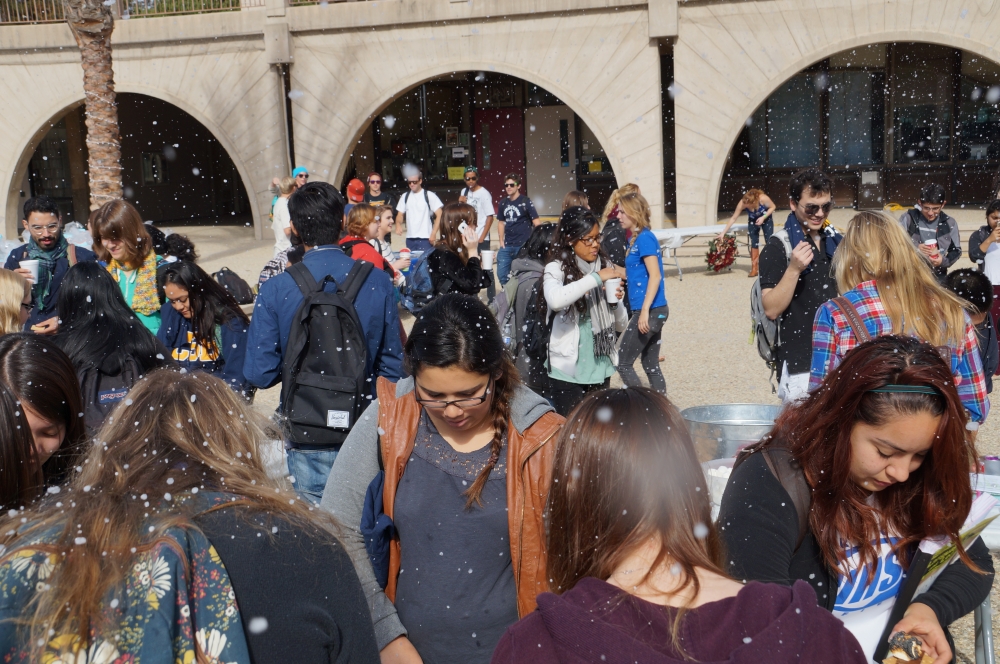 soap suds snow on students