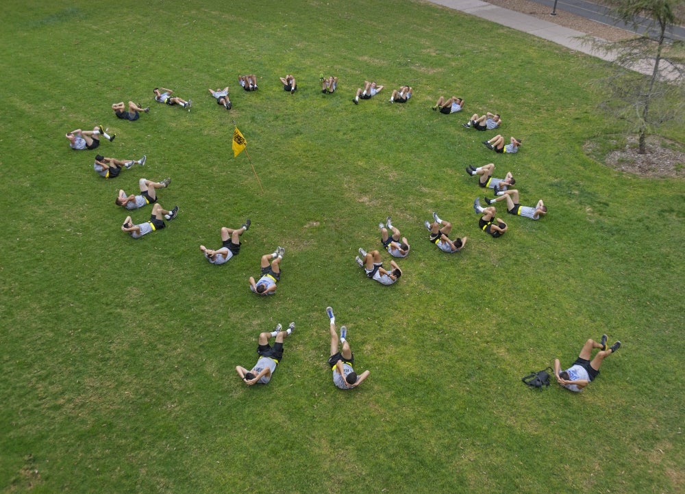 UCSB ROTC workout aerial view