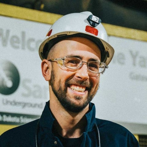 Hugh Lippincott wears a hard hat and a dark blue shirt