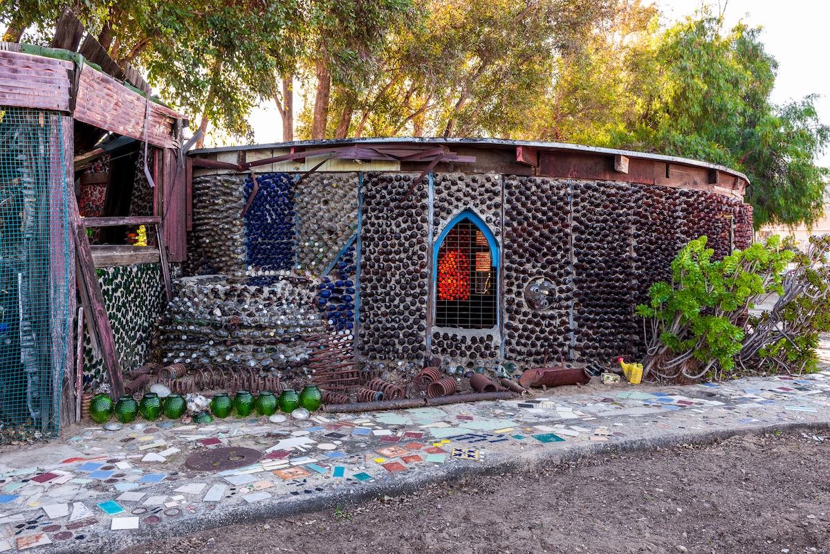 Dwelling made of bottles by artist Grandma Prisbrey