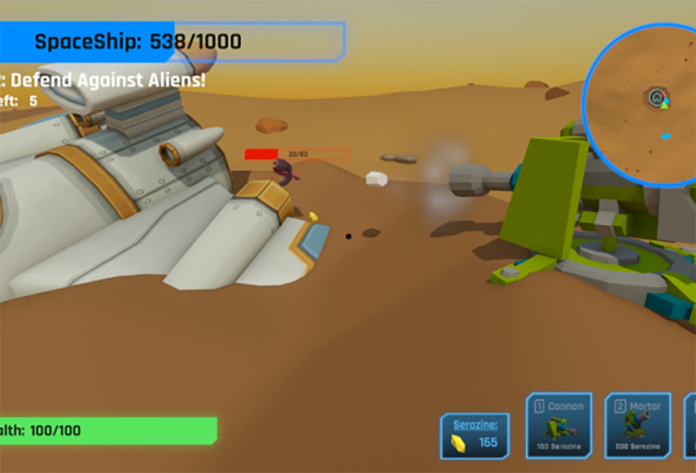 A screen shot from a space exploration video game featuring a crashed ship