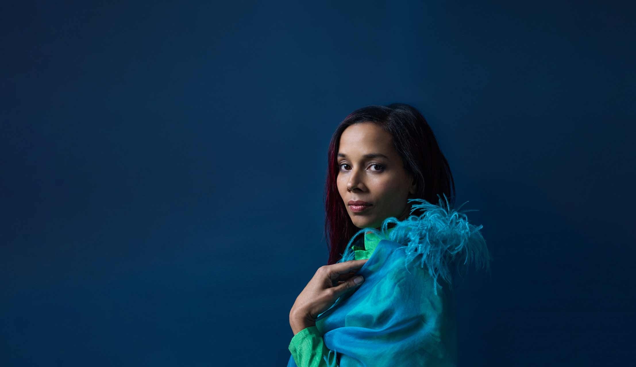 Rhiannon Giddens in blue jacket