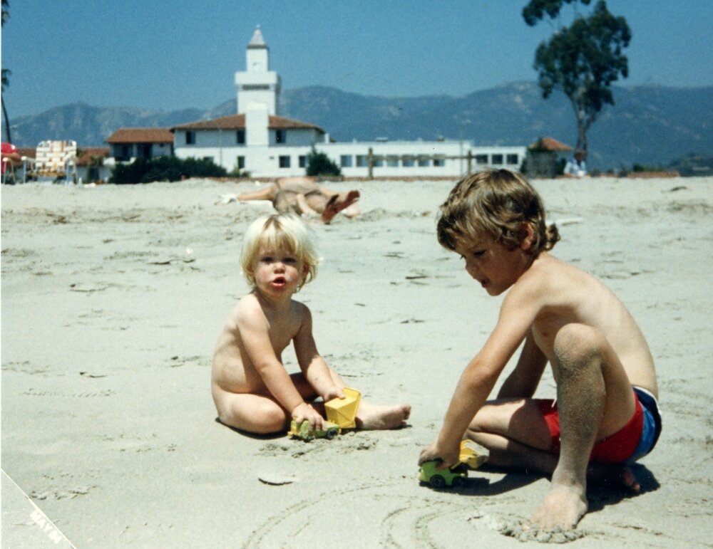 Two young boys at East Beach, Santa Barbara