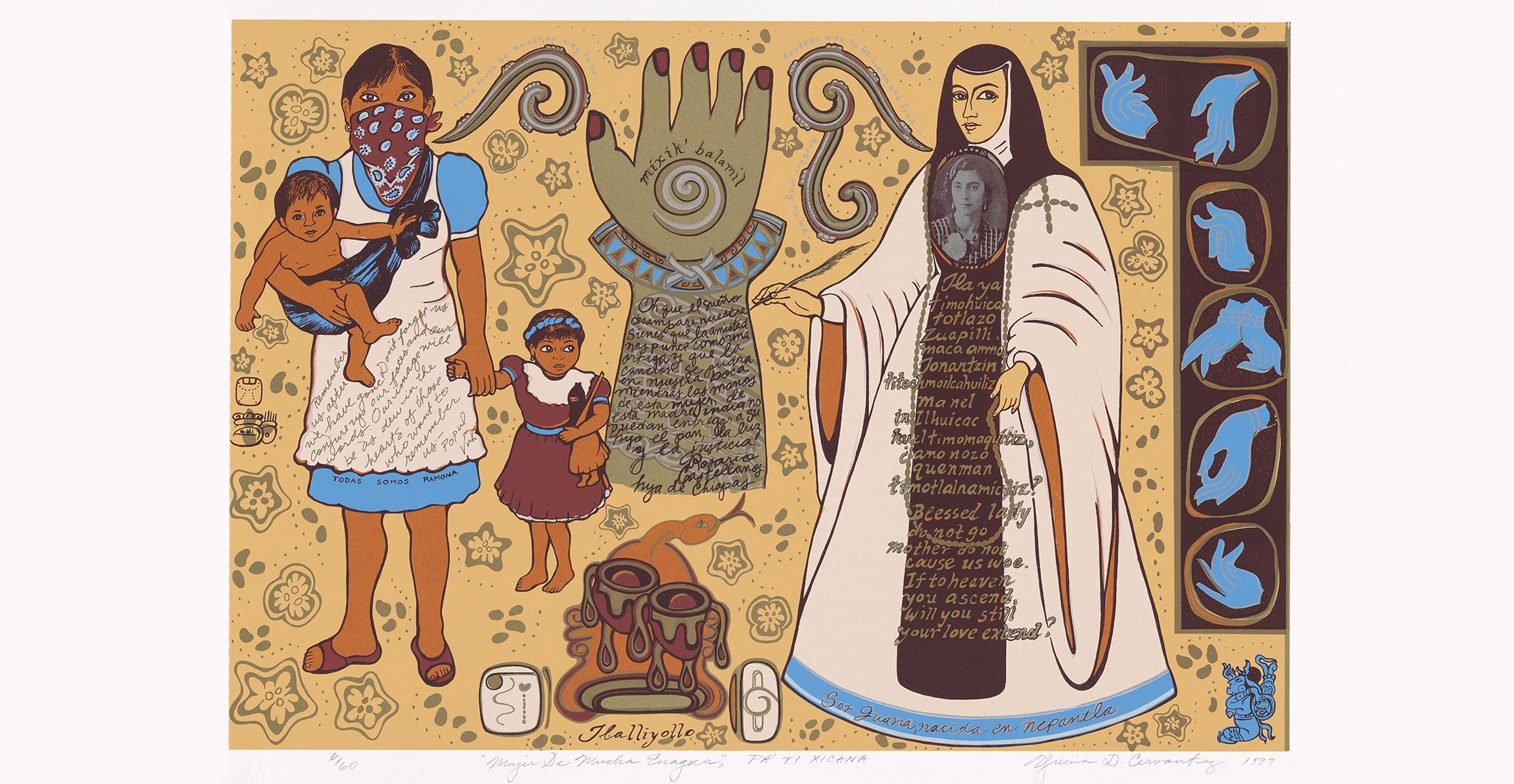 "Mujer de Mucha Enagua; Pa' ti Xicana" serigraph, Yreina Cervántez, 1999