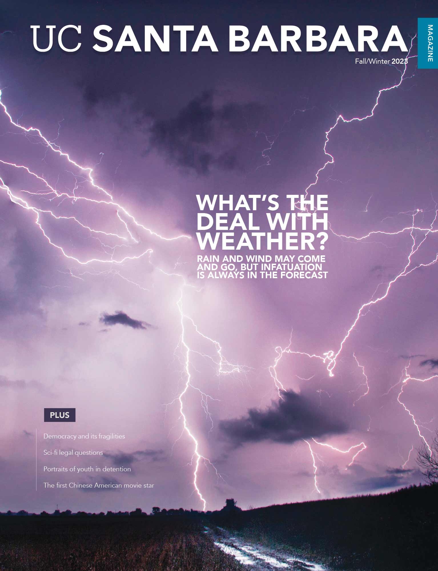 Fall/Winter 2023 Magazine cover with lightning striking 