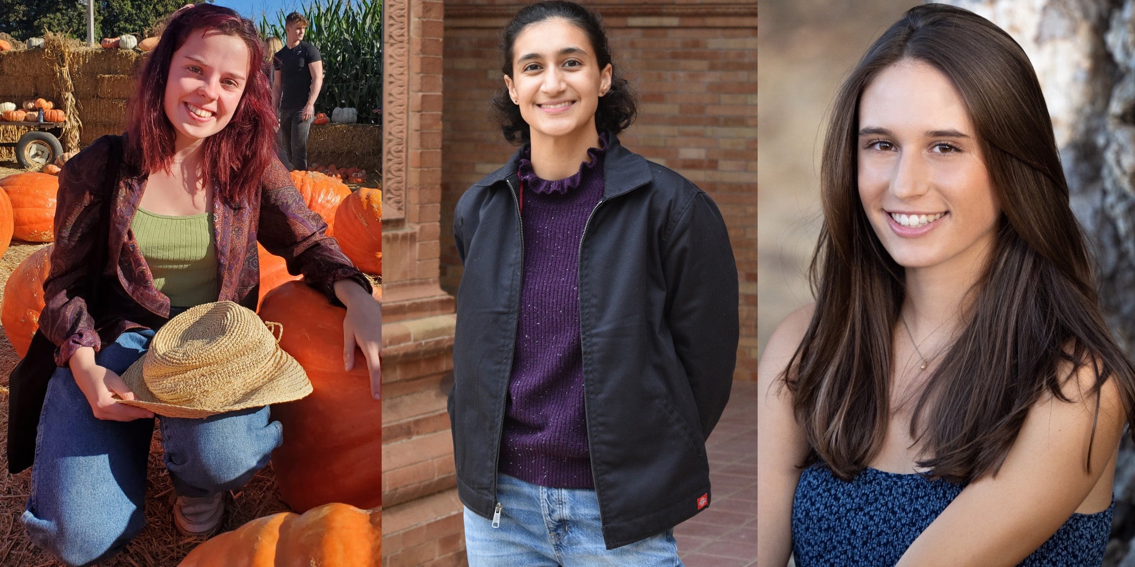 A photograph of the M. Garren Tinney fellows Sophia Campion, Maya Salem and Elaina Smolin