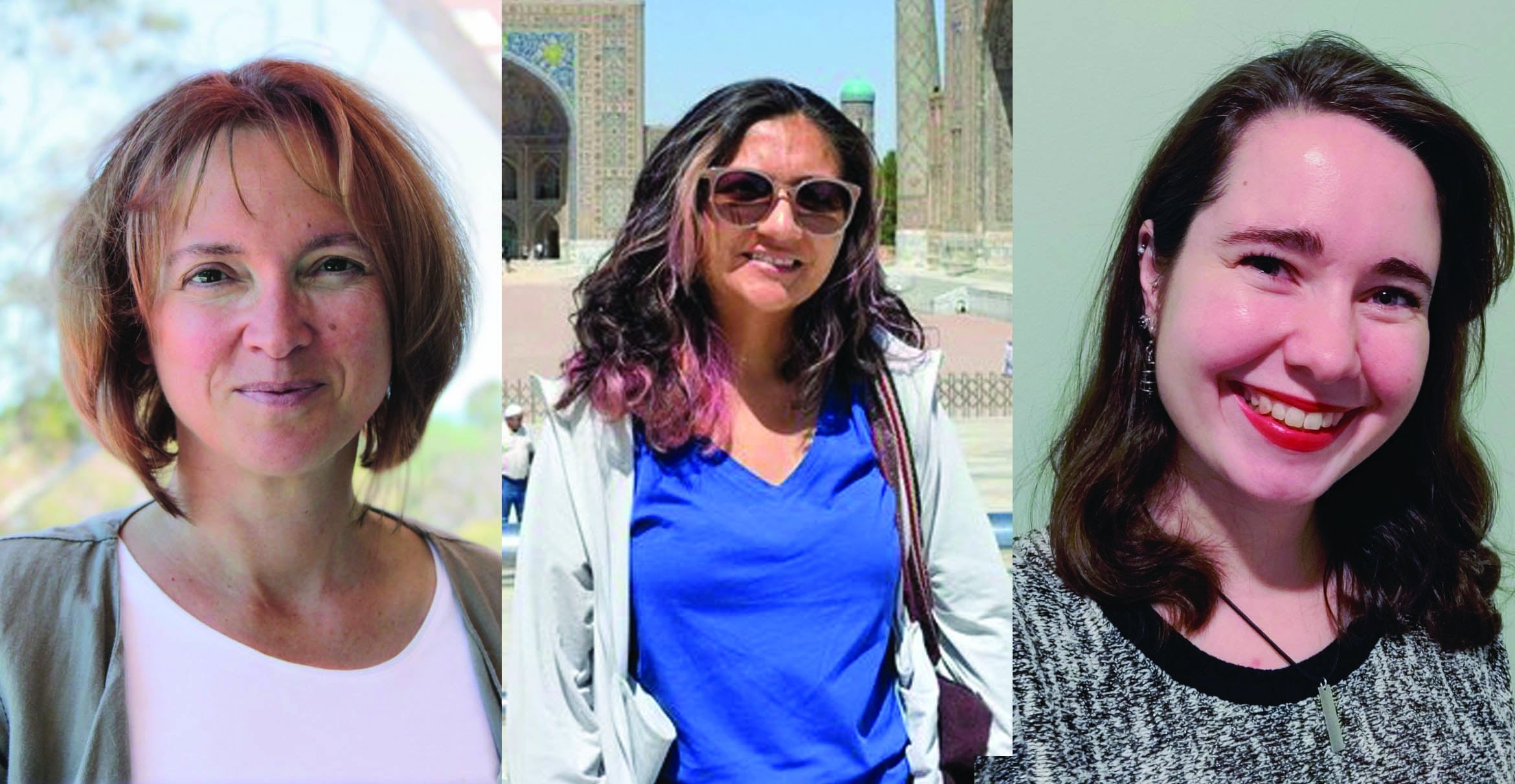 Composite headshots of Elena Aronova, Andrea Serna and Erin Trumble 