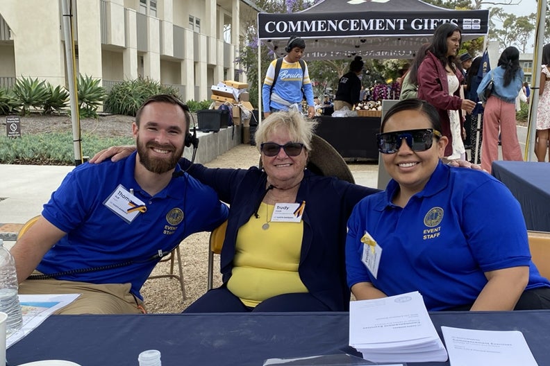 Trudy Cook at Commencement with friends Veronica and Thomas