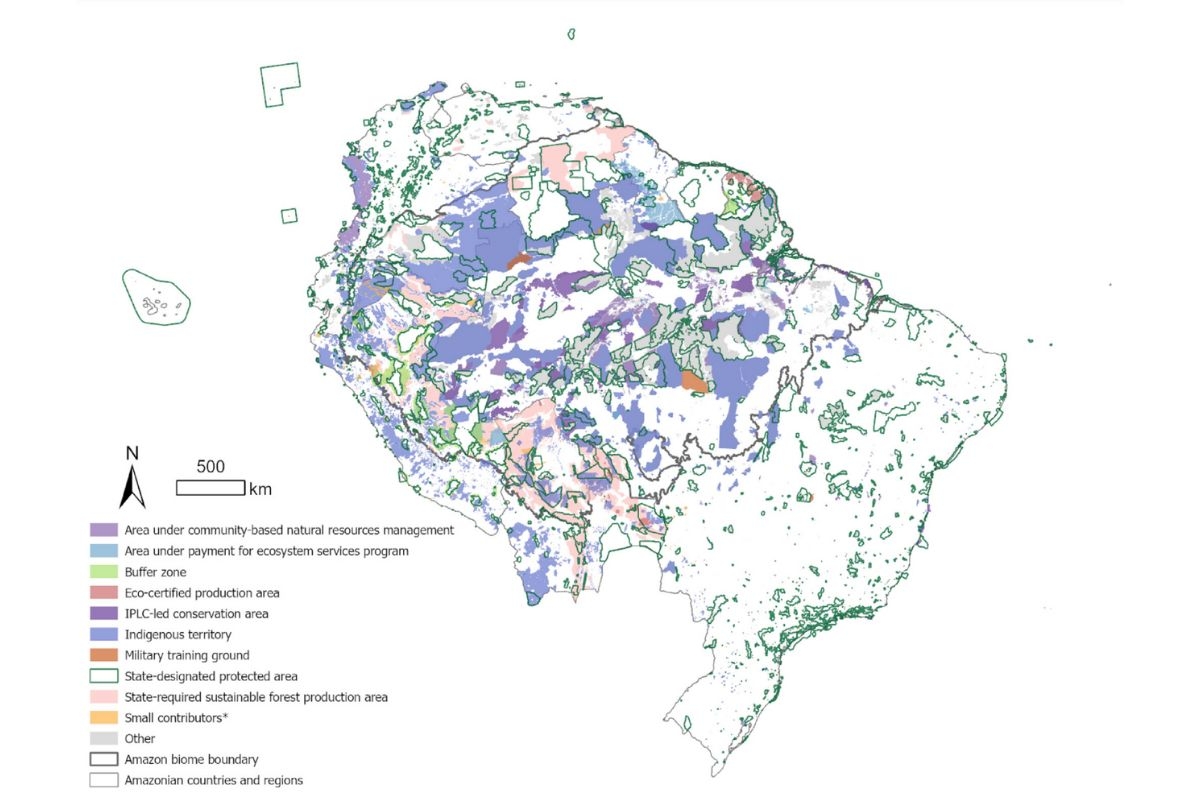 A map of northern South America with various types of protected areas.