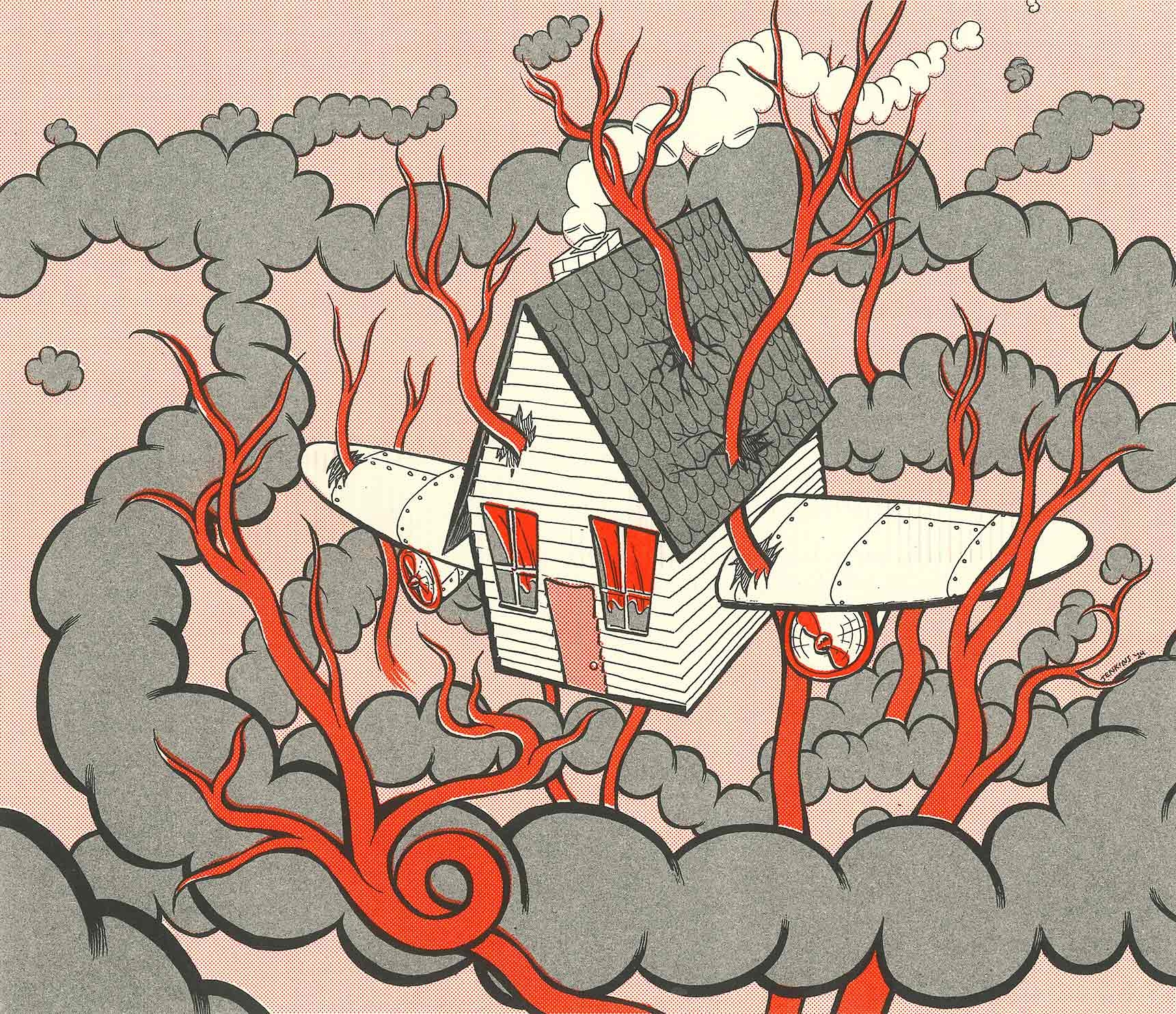 flying house owen jenkins illustration