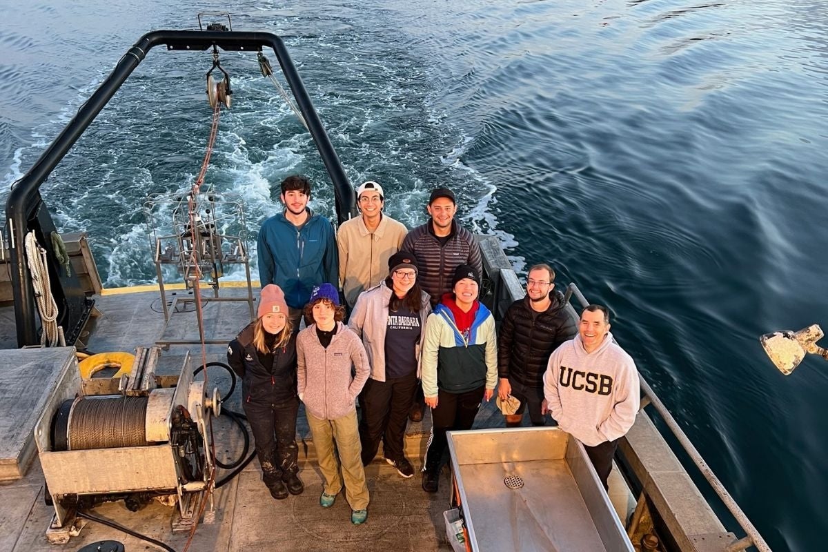 Valentine and his students sample DDT aboard the RV Yellowfin.