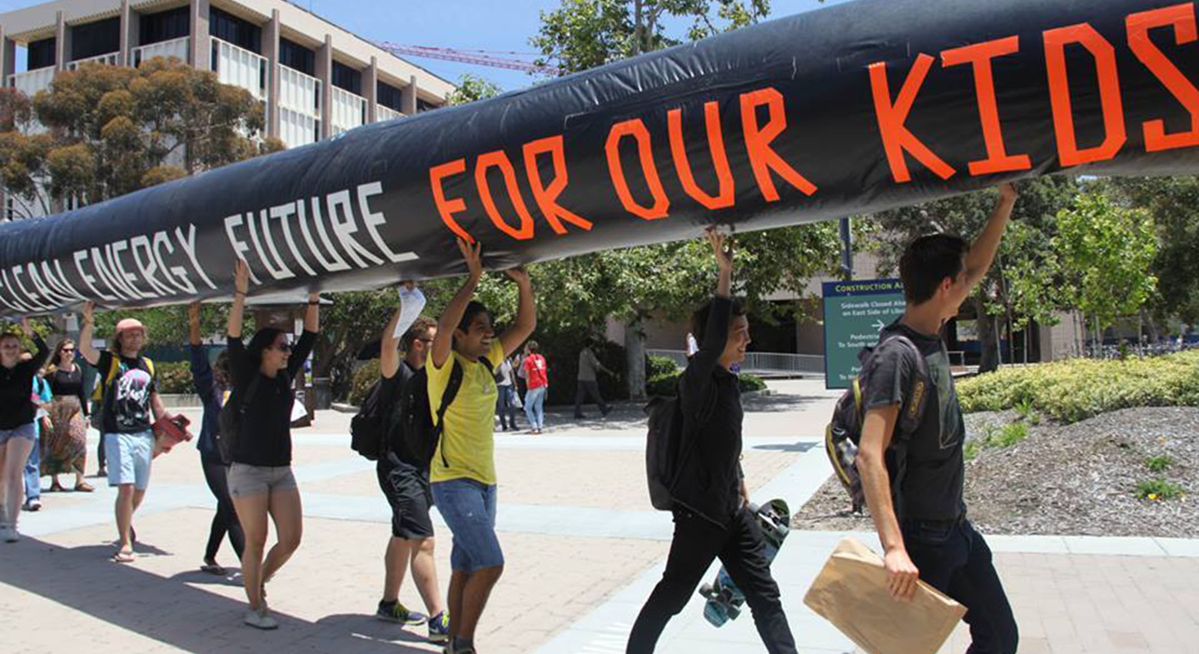 photograph of student activists marching for climate justice 