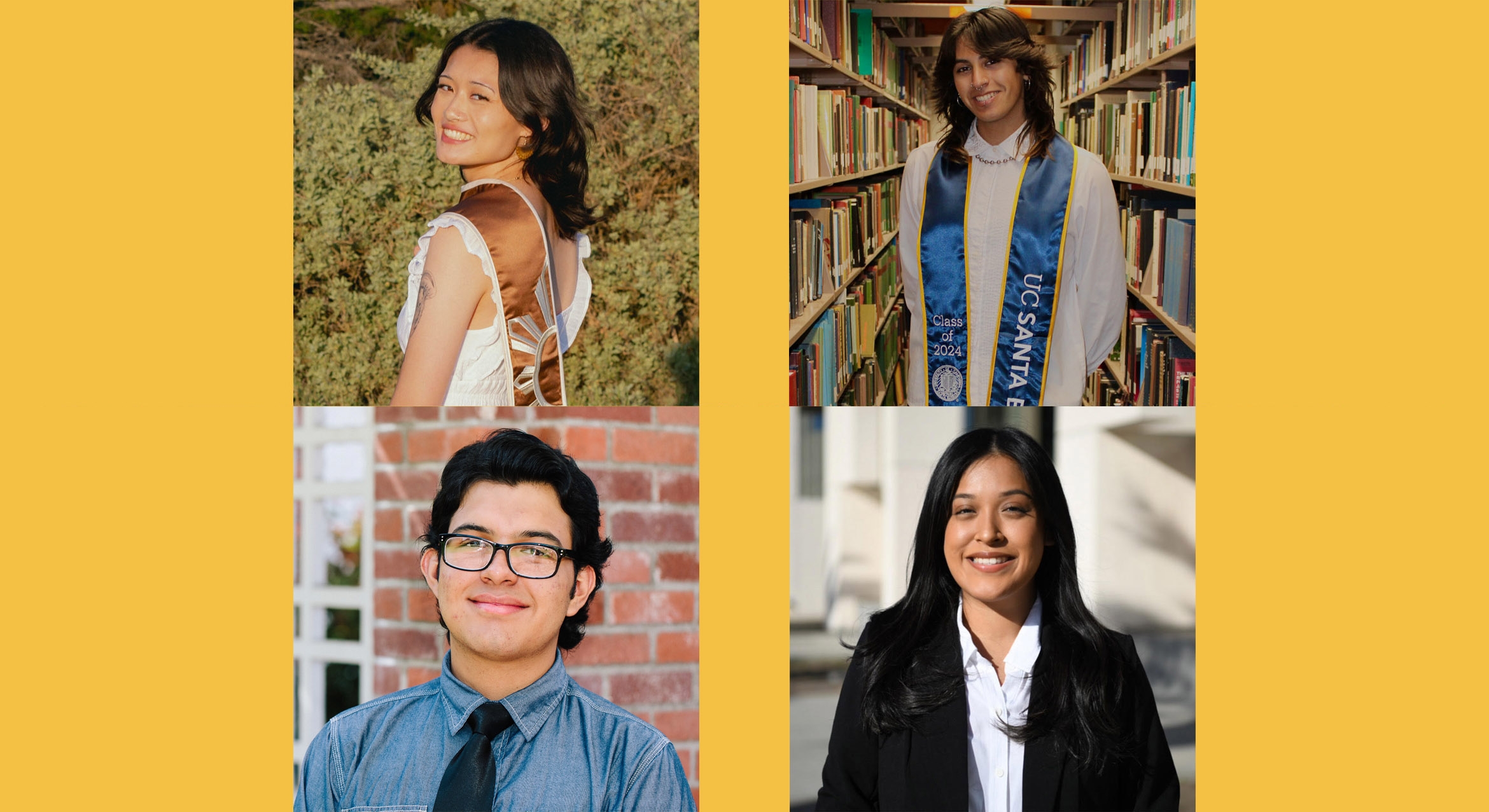 four headshots of students