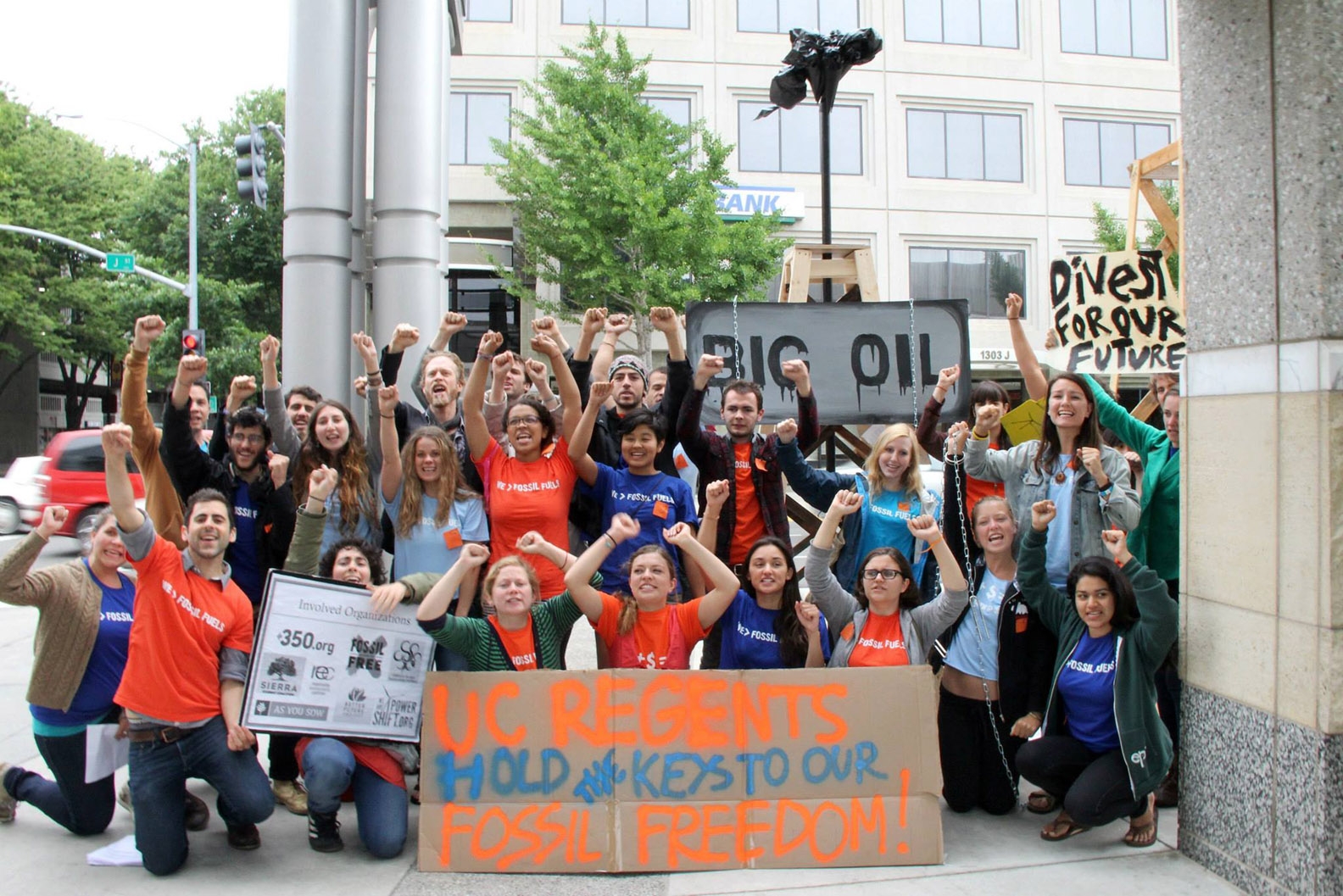 photo of a group of student activists at a UC Regents meeting 