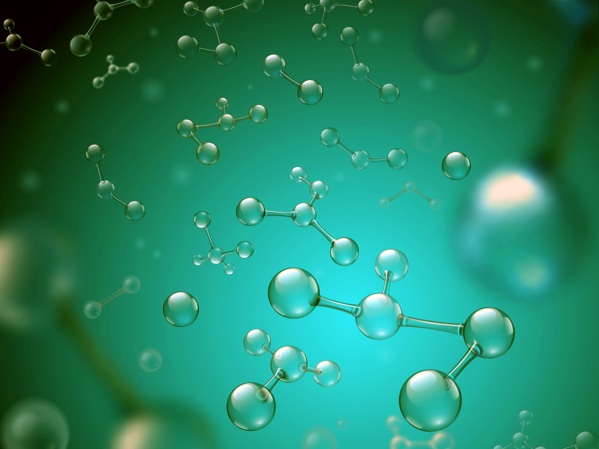 concept illustration of water and other molecules