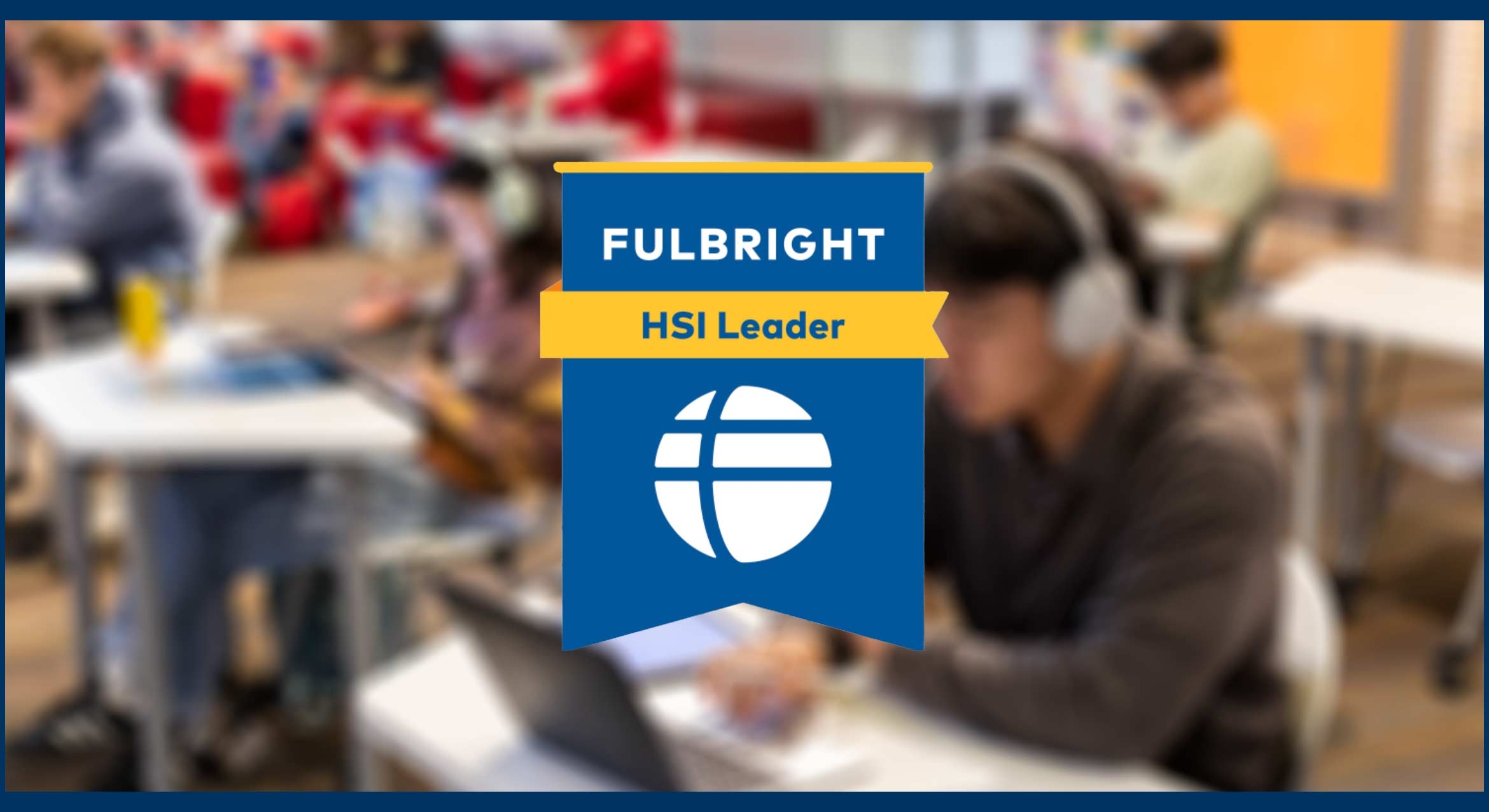 graphic with students and fulbright logo