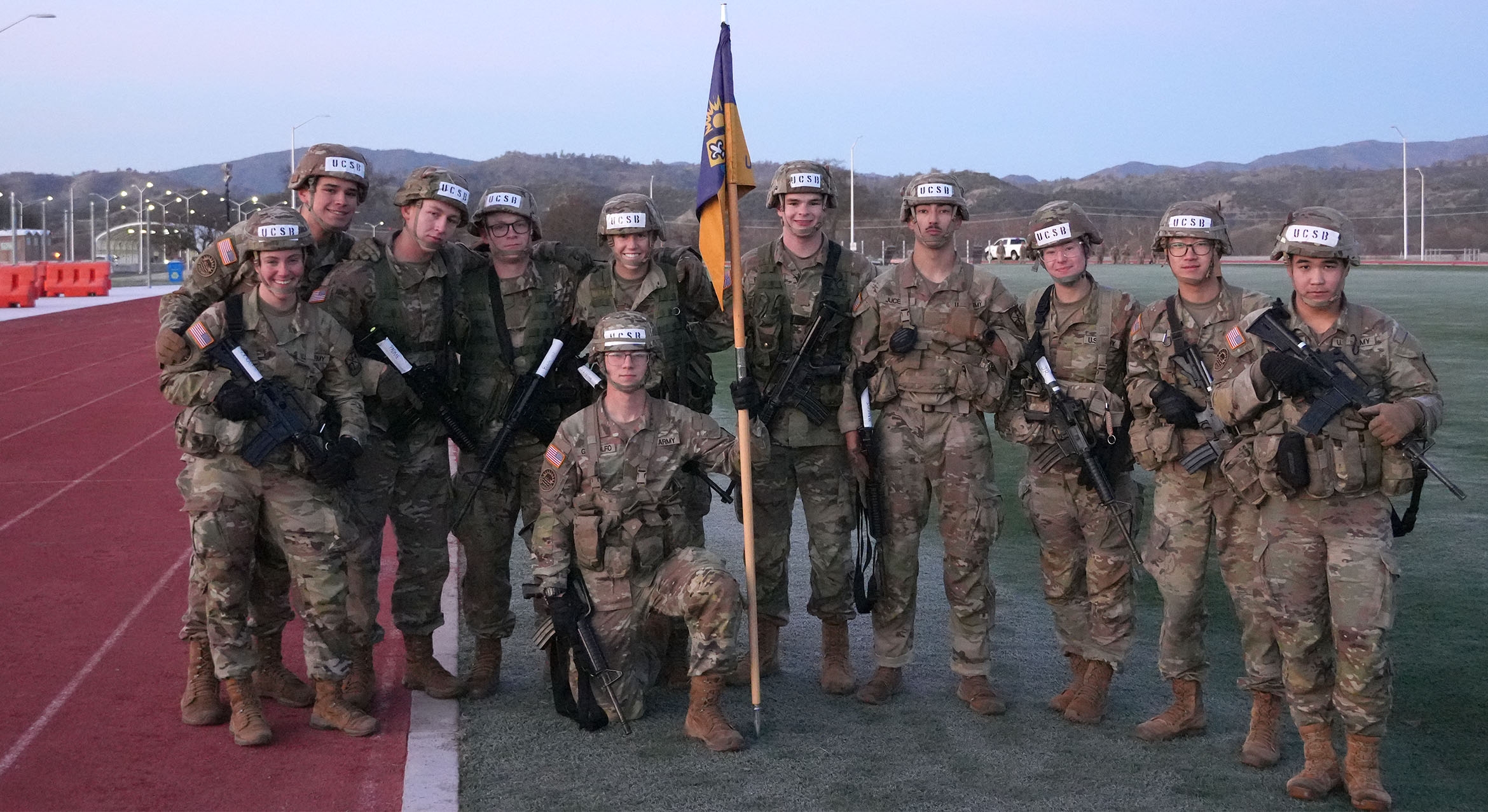 A group shot of the UCSB cadet team that won the regional Ranger Challenge competition