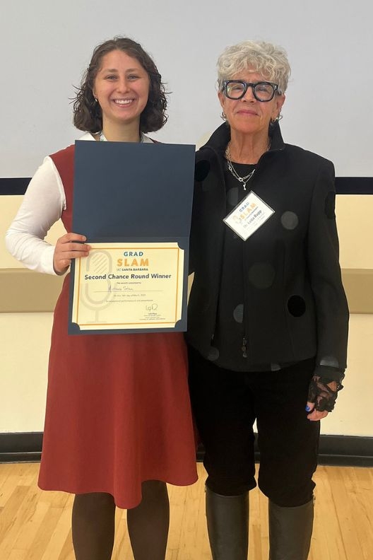 color photography of a grad student and the dean of the graduate division