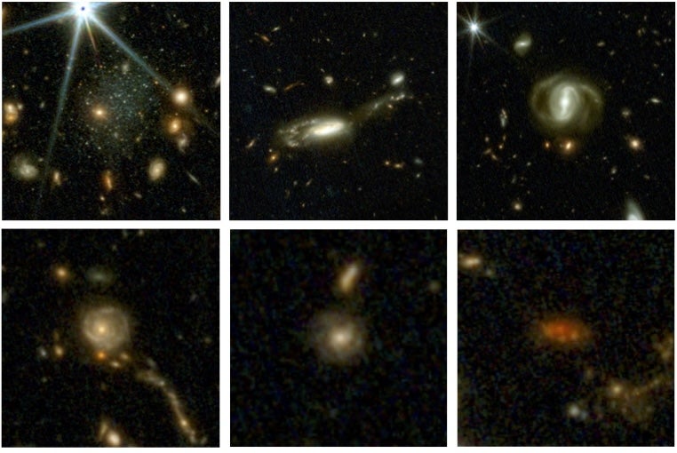 images of six galaxies taken with the James Webb Space Telescope