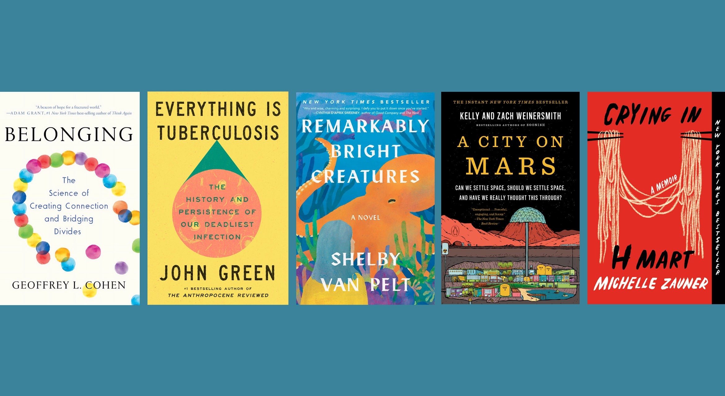 images of the covers of the five books on the UCSB Reads 2026 shortlist