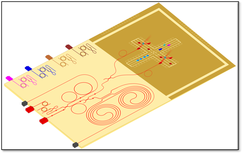illustration of trapped ion quantum compute and sensing