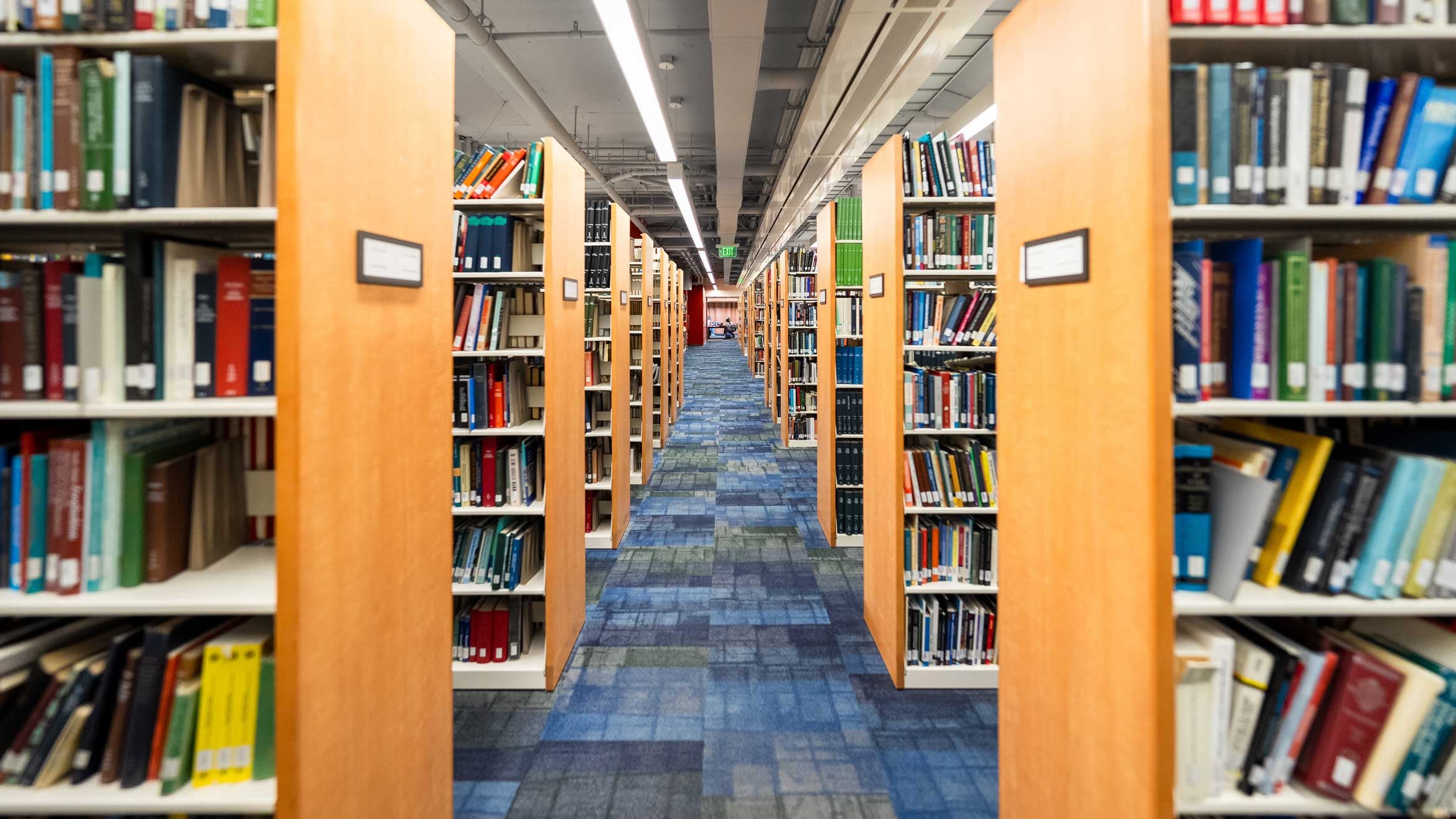 book shelves in library