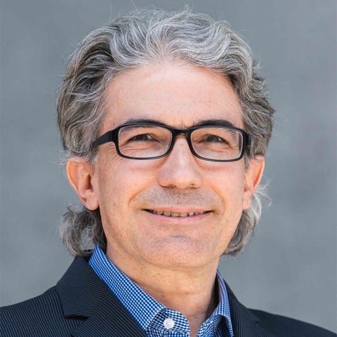 Francesco Bullo wears a blue suit and checkered shirt