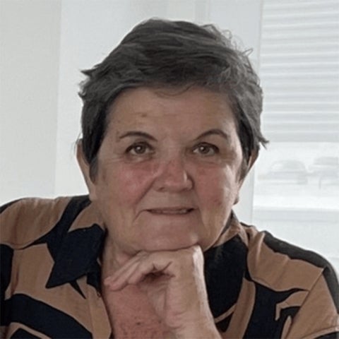 Silvia Bermúdez rests her chin on her hand