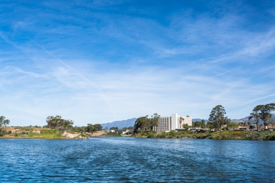 View of UCSB campus from Campus Point and lagoon